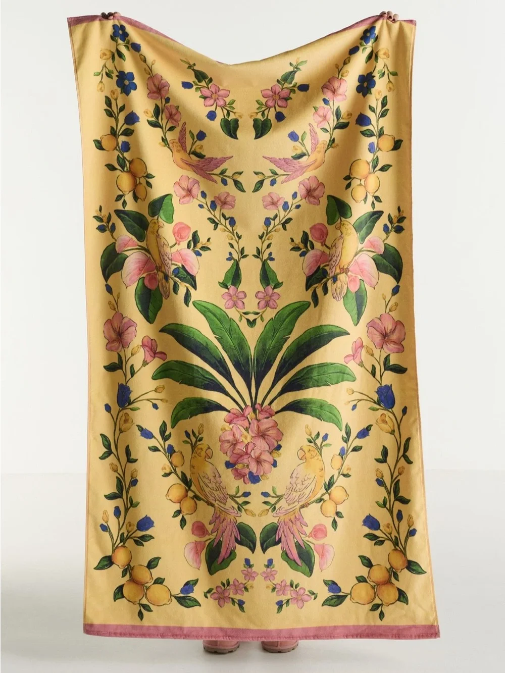 NWT Farm Rio x Anthropologie Printed Beach Towel in Yellow